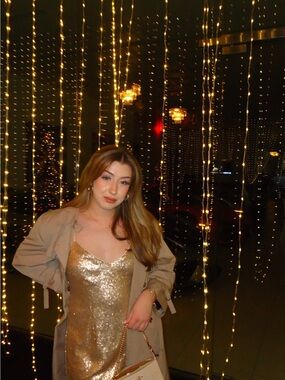 Gold Sequin Slip Dress